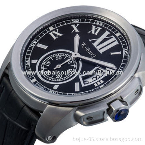 White Dial-date-day Leather Wrist Automatic Mechanical Men's Watch, 3ATM Waterproof